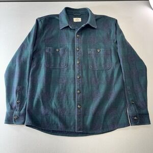 Marine Layer Pacifica Stretch Twill Shirt Small Green Plaid Flannel Men's Heavy